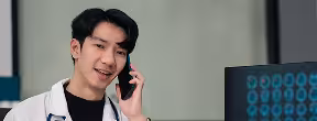 Doctor on phone
